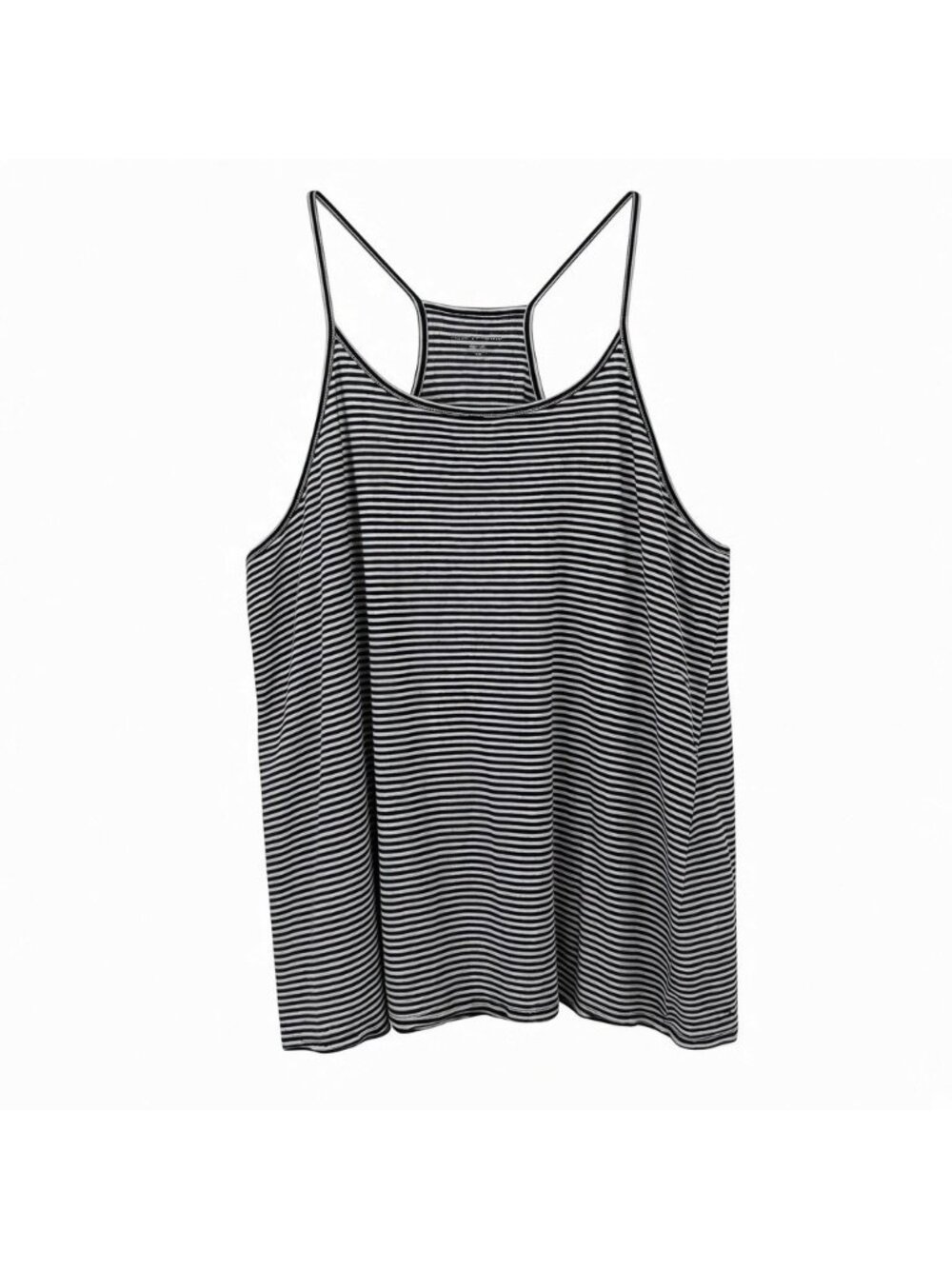 Eileen Fisher Slub Linen Tank Top Size Large Black White Striped Sleeveless